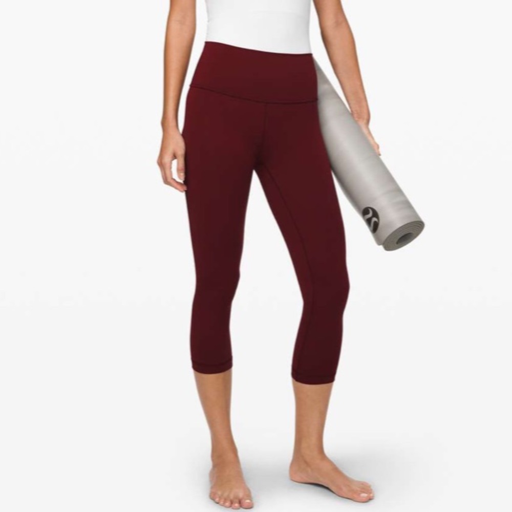 Lululemon Wunder Under Crop High-Rise Full-On Luxtreme 21" Garnet Red Leggings 8